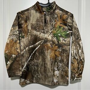 Magellan Outdoors Hunt Gear Boy’s Quarter Zip Sweater, Real Tree Edge Camo